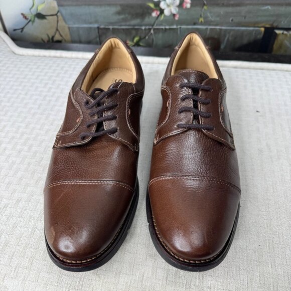 SVLS Footwear Mens Size 10 Brown Leather Lace-Up Captoe Oxford Dress Shoes - Picture 2 of 7